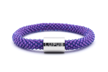 Sashka Co. Charm Bracelet Purple w/  Silver Lupus Charm Lupus Charm Bracelet - Extended 8"