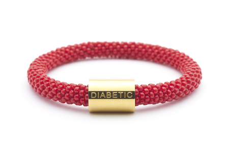 Sashka Co. Charm Bracelet Red / Gold Diabetic Charm Bracelet - Extended 8"