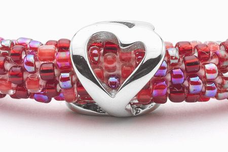 Sashka Co. Charm Bracelet Red / w Silver Charm Heart Charm Bracelet