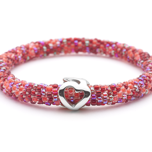 Sashka Co. Charm Bracelet Red / w Silver Charm Heart Charm Bracelet