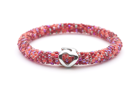 Sashka Co. Charm Bracelet Red / w Silver Charm Heart Charm Bracelet