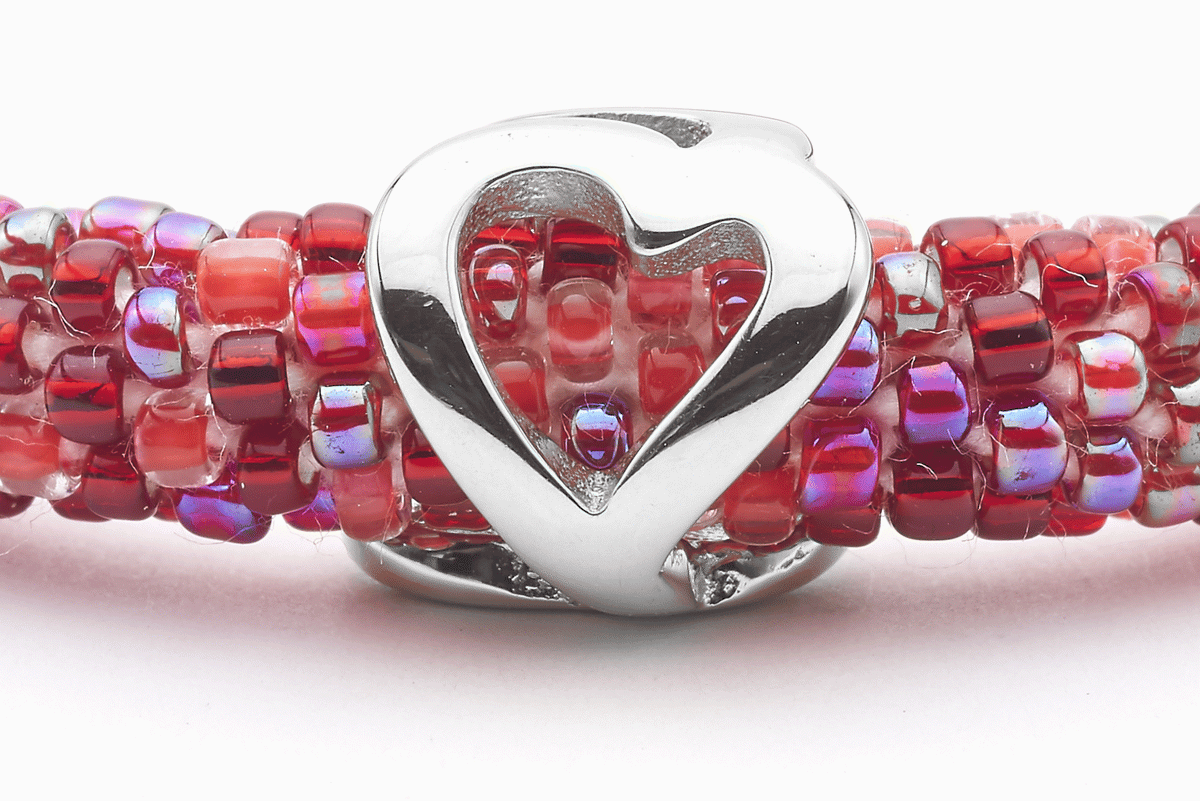 Sashka Co. Charm Bracelet Red / w Silver Charm Heart Charm Bracelet - Extended 8"