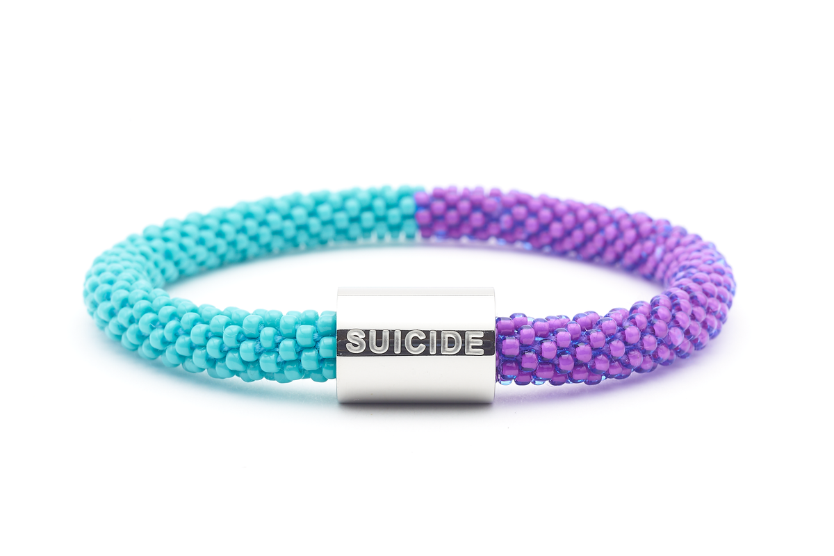 Sashka Co. Charm Bracelet Turquoise / Purple w/ Silver Charm Suicide Charm Bracelet
