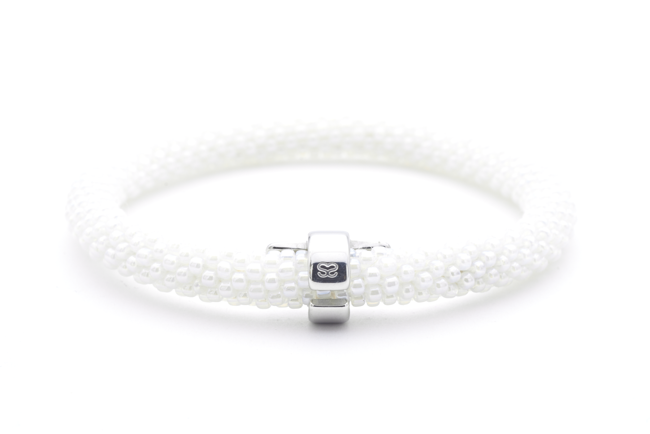 Sashka Co. Charm Bracelet White w/ Silver Charm Positive Vibes Charm Bracelet - Extended 8"