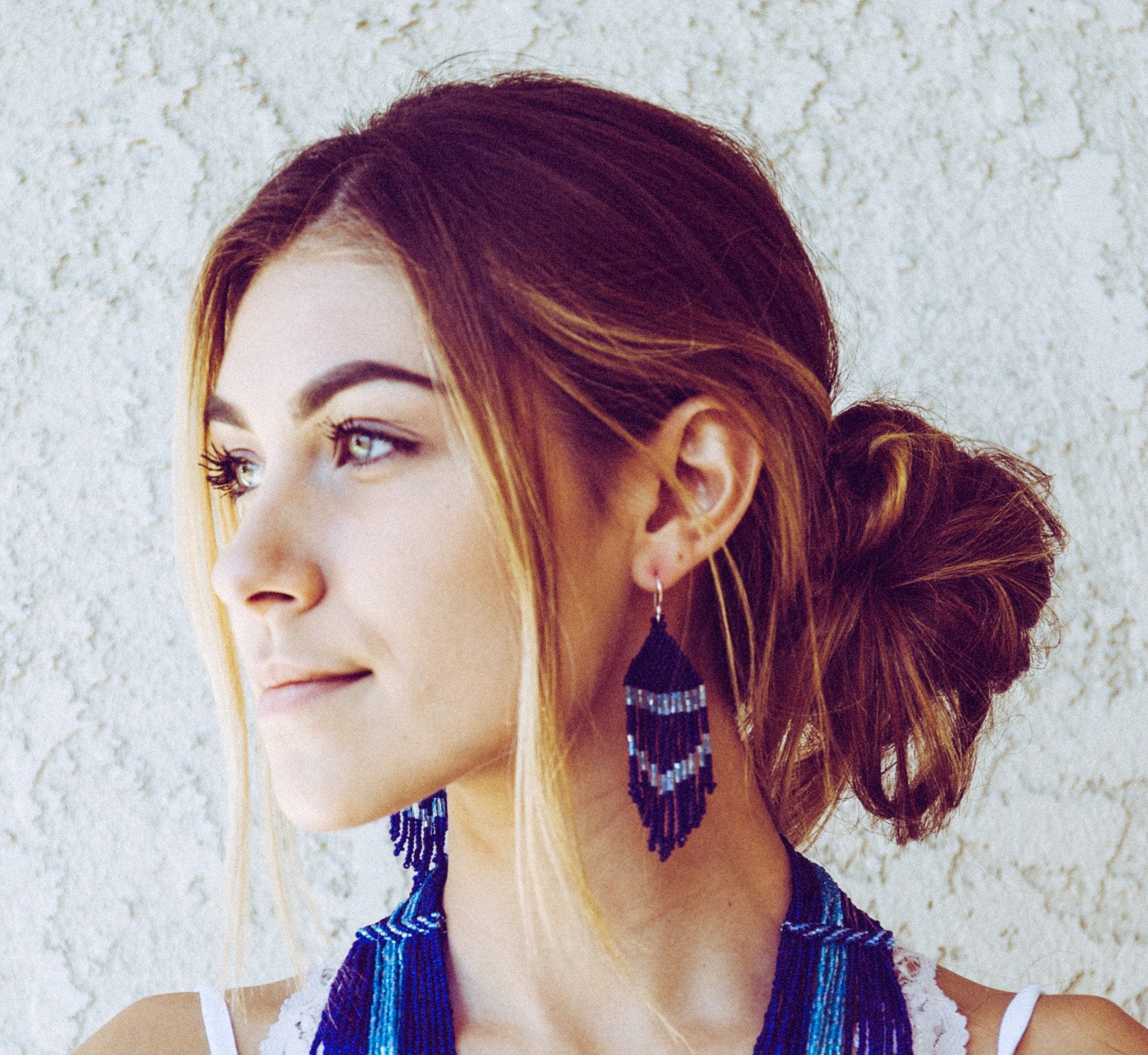 Sashka Co. Earrings Blue Blue Glass Beaded Earrings