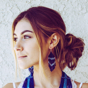 Sashka Co. Earrings Blue Blue Glass Beaded Earrings