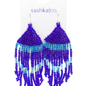 Sashka Co. Earrings Blue Blue Glass Beaded Earrings