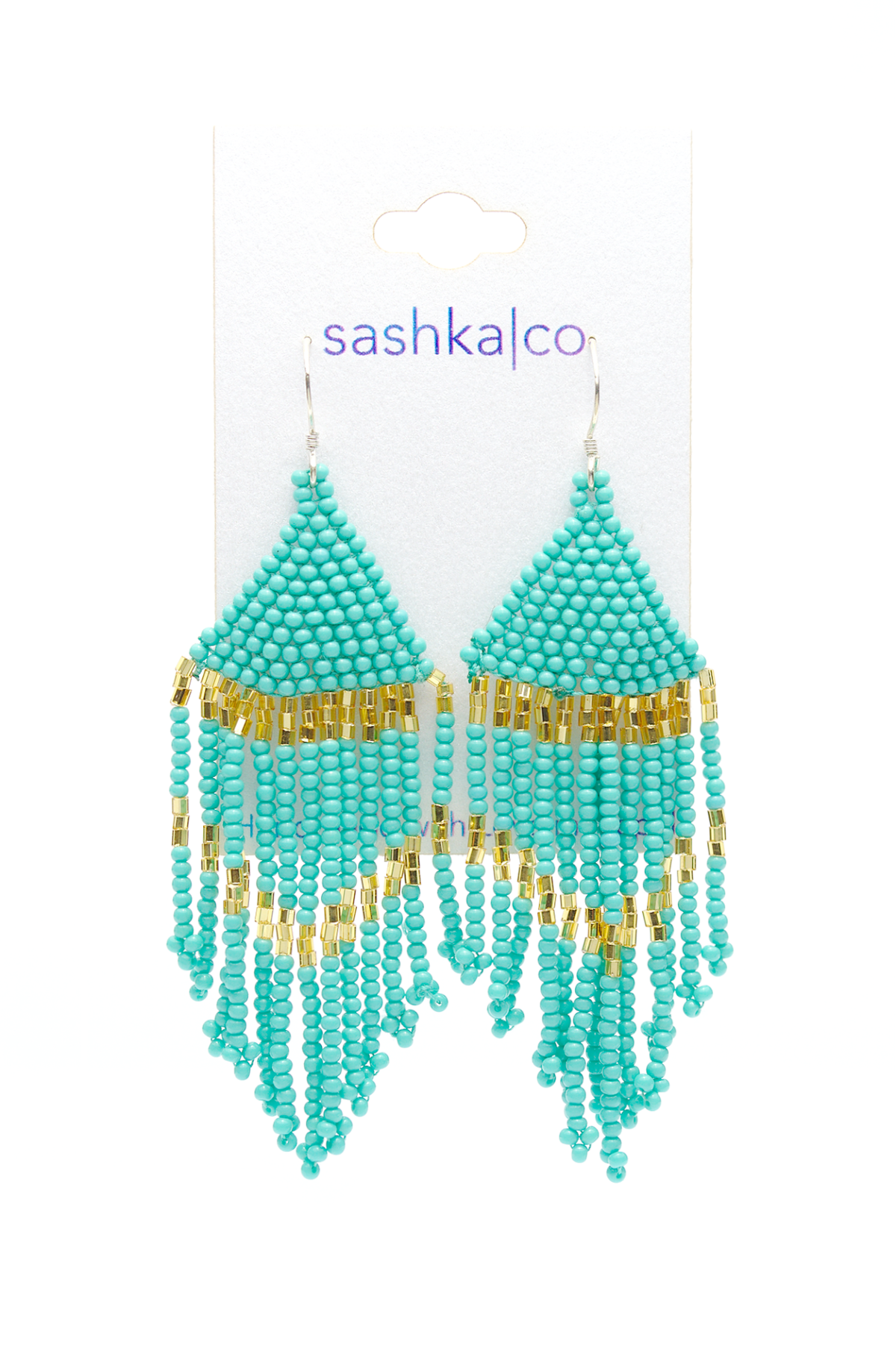 Sashka Co. Earrings Turquoise/Gold Turquoise Glass Beaded Earrings