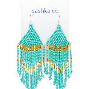 Sashka Co. Earrings Turquoise/Gold Turquoise Glass Beaded Earrings
