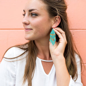 Sashka Co. Earrings Turquoise/Gold Turquoise Glass Beaded Earrings