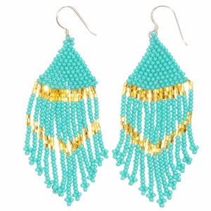 Sashka Co. Earrings Turquoise/Gold Turquoise Glass Beaded Earrings