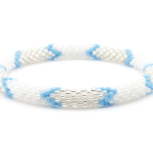 Handmade glass bead bracelet from Nepal, featuring a roll design. Also known as a beaded bracelet, seed bead bracelet, beach glass bracelet, or sea glass bracelet