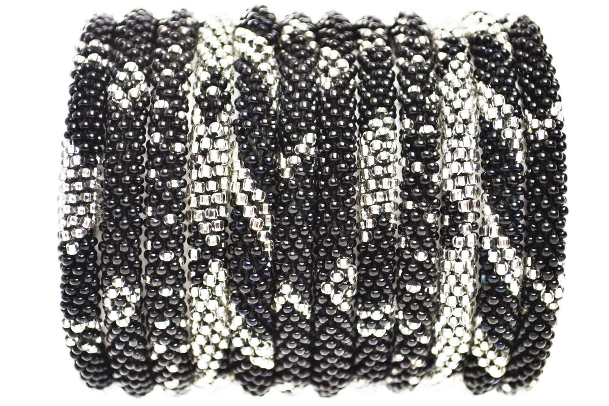 Sashka Co. Extended 8" Bracelet 2 Bracelets Black & Clear Set of 2 - Extended 8"