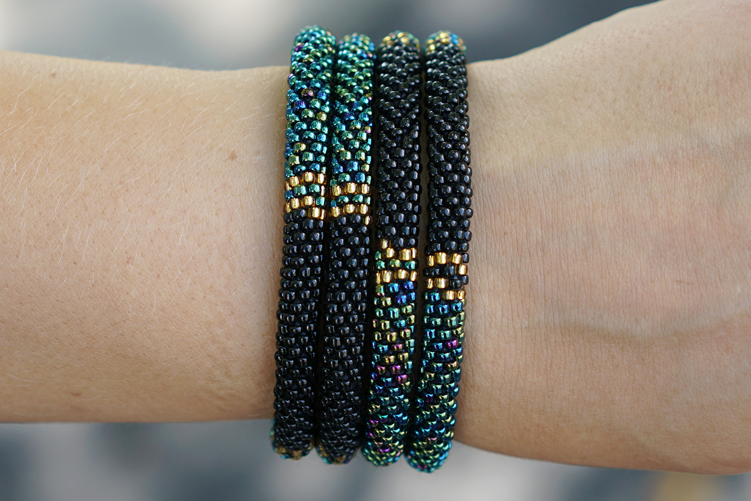 Sashka Co. Extended 8" Bracelet Black / Gold / Iridescent Night Love Bracelet - Extended 8"