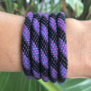 Sashka Co. Extended 8" Bracelet Black / Matte Purple /w Blue Hue Witches Spell Bracelet - Extended 8"