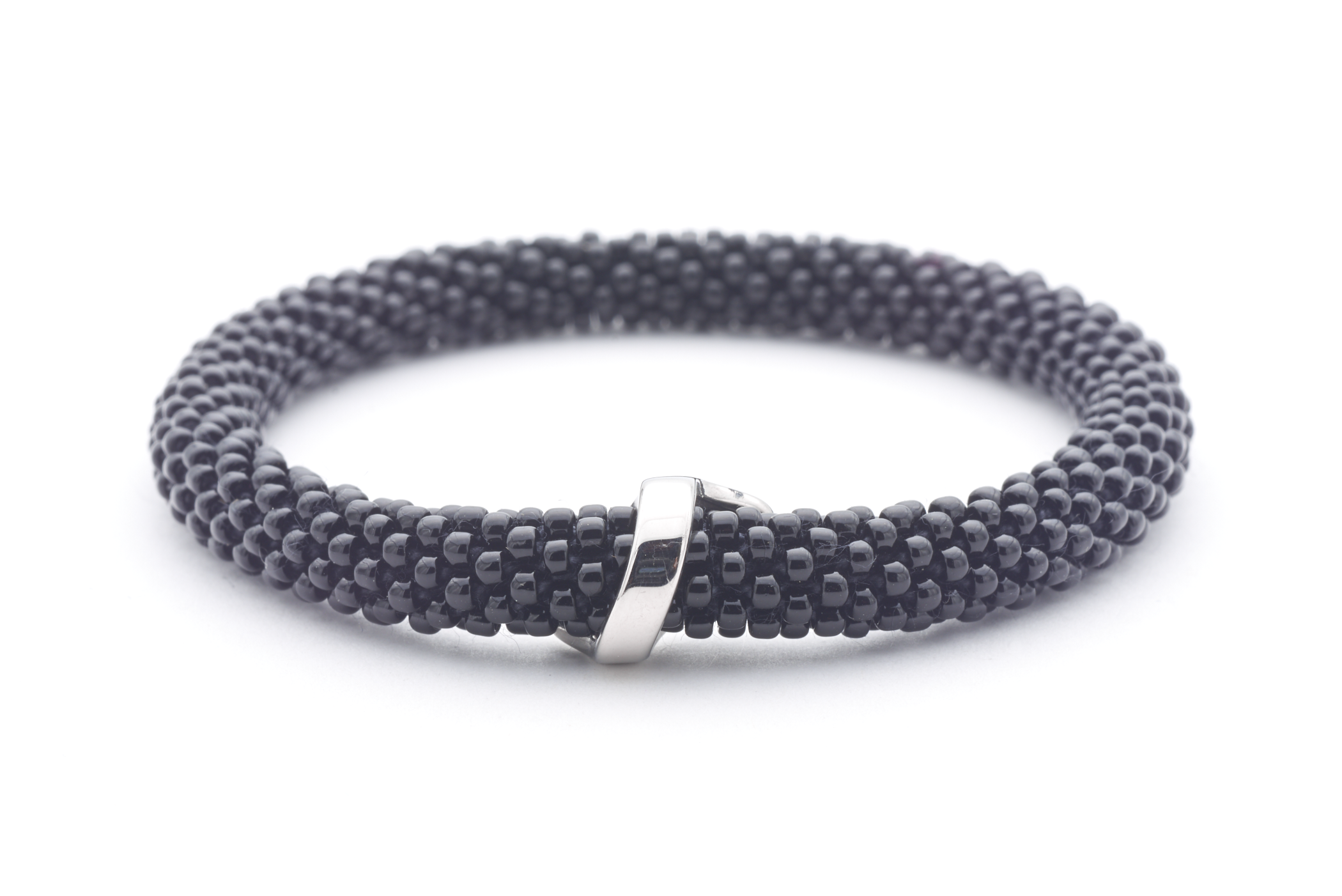 Sashka Co. Extended 8" Bracelet Black /w Silver Charm Friendship Charm Bracelet - Extended 8"