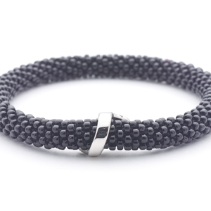 Sashka Co. Extended 8" Bracelet Black /w Silver Charm Friendship Charm Bracelet - Extended 8"