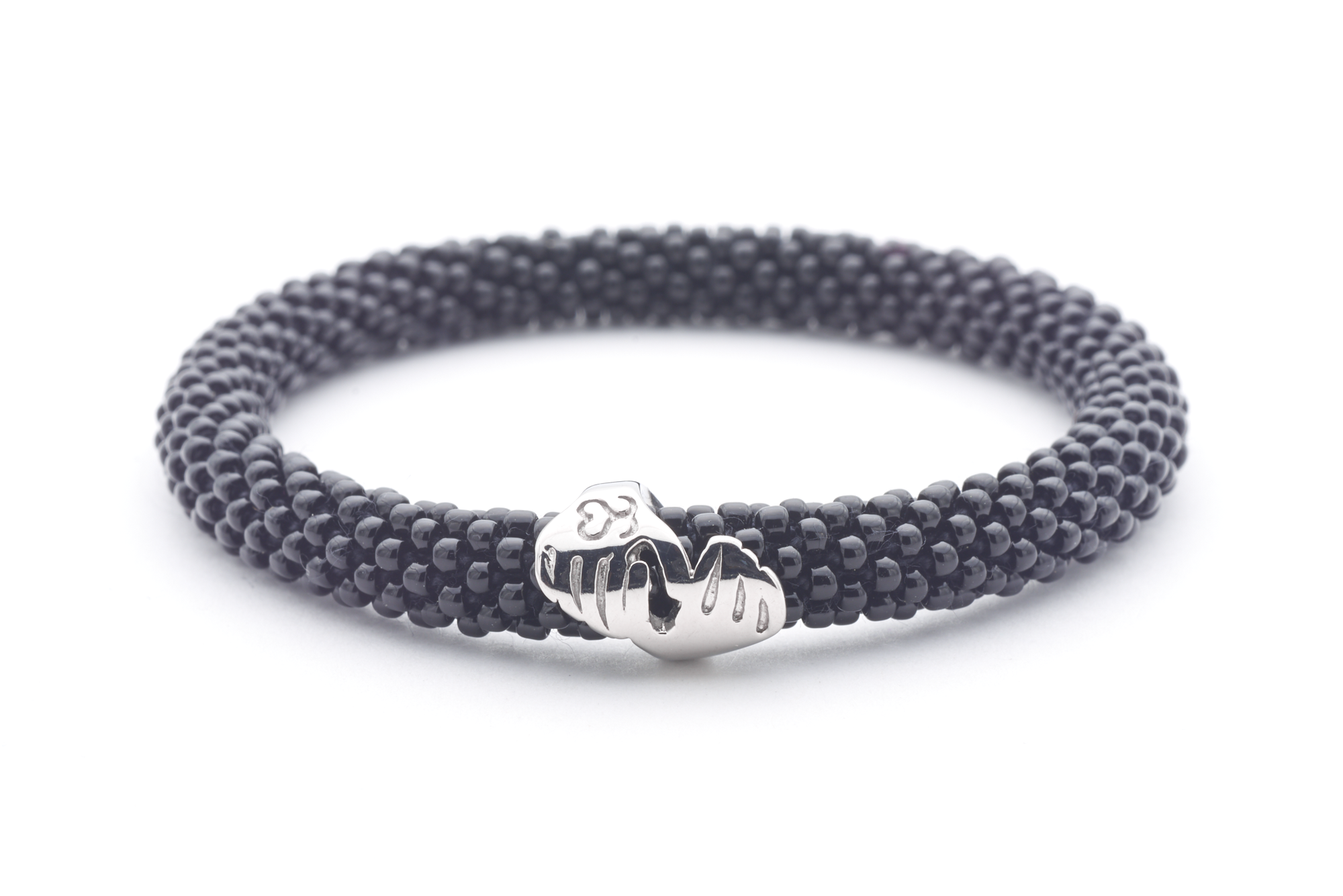 Sashka Co. Extended 8" Bracelet Black /w Silver Charm Friendship Charm Bracelet - Extended 8"