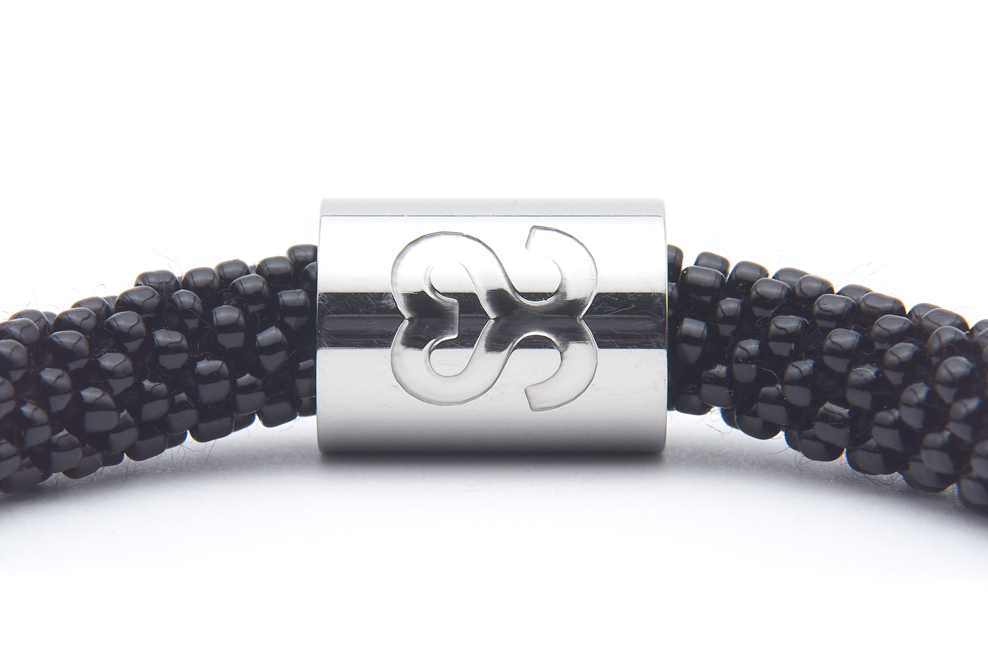 Sashka Co. Extended 8" Bracelet Black w/ Silver Strength Charm Strength Word Bracelet - Extended 8"
