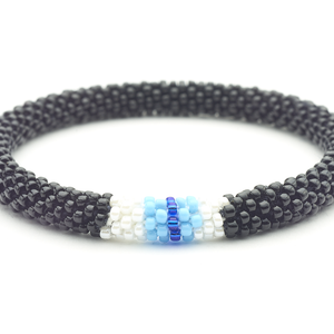 Sashka Co. Extended 8" Bracelet Black / White / Light Blue / Blue Evil Eye Bracelet - Extended 8"