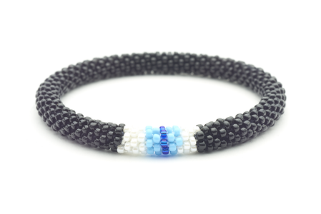 Sashka Co. Extended 8" Bracelet Black / White / Light Blue / Blue Evil Eye Bracelet - Extended 8"