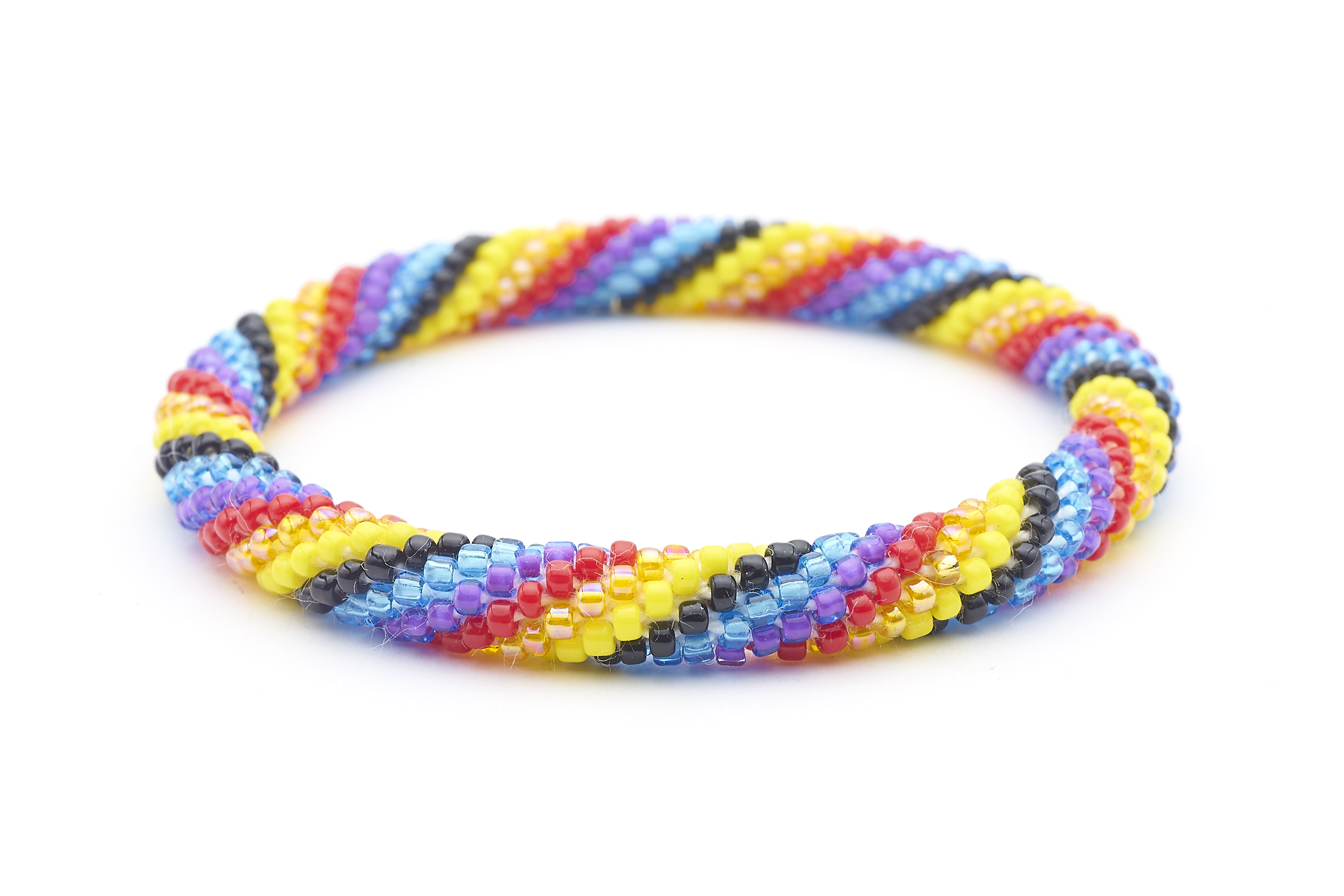 Sashka Co. Extended 8" Bracelet Black / Yellow / Red / Orange / Purple / Blue Paint Swirl Bracelet - Extended 8"