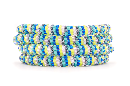 Sashka Co. Extended 8" Bracelet Blue / Silver / Light Purple / Turquoise / Neon Yellow Intriguing Bracelet - Extended 8"