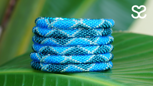 Sashka Co. Extended 8" Bracelet Blue / Teal / Clear Sea Glass Bracelet - Extended 8"