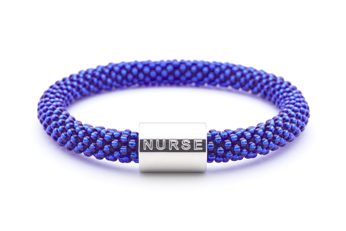 Sashka Co. Extended 8" Bracelet Blue / w Silver Charm Nurse Charm Bracelet - Extended 8"
