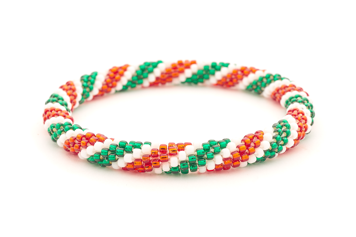 Sashka Co. Extended 8" Bracelet Green / Burnt Orange / White Miami Bracelet - Extended 8"