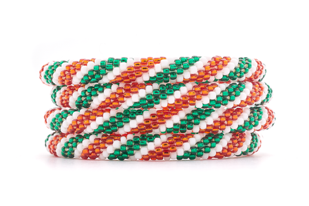 Sashka Co. Extended 8" Bracelet Green / Burnt Orange / White Miami Bracelet - Extended 8"