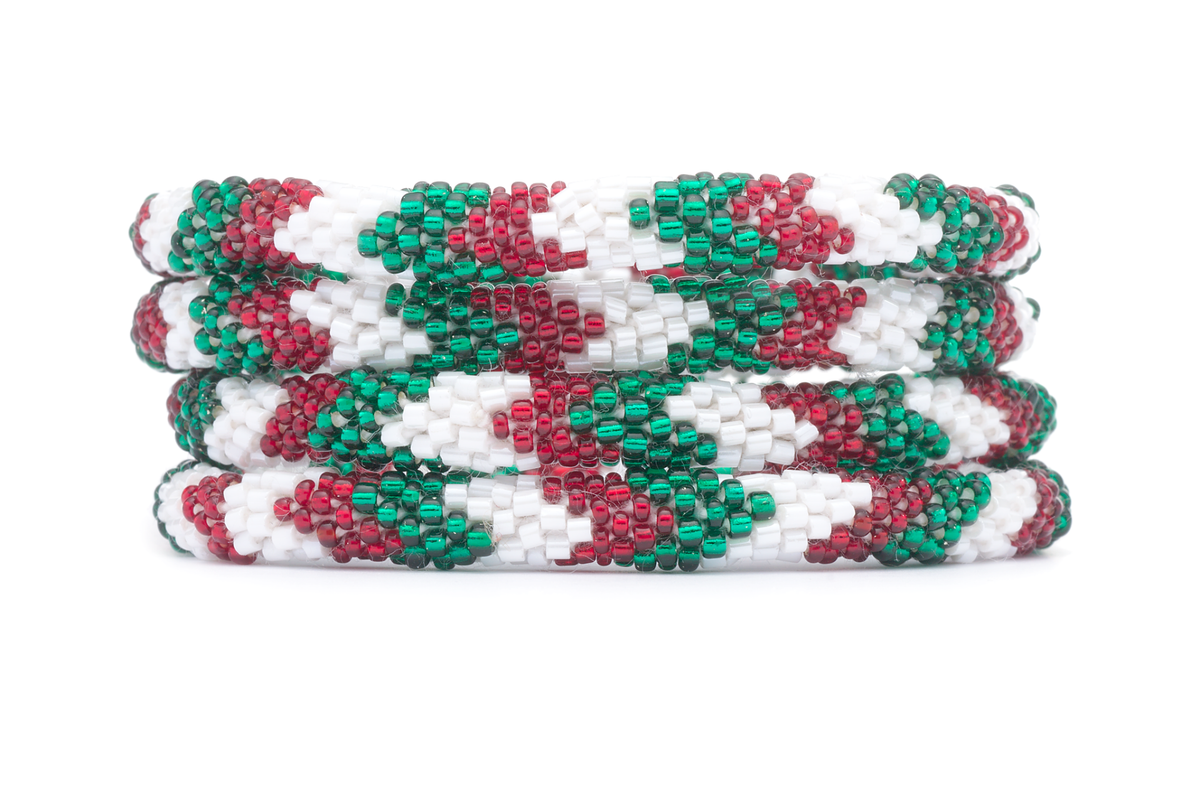 Sashka Co. Extended 8" Bracelet Green / Red / White Christmas Bracelet - Extended 8"