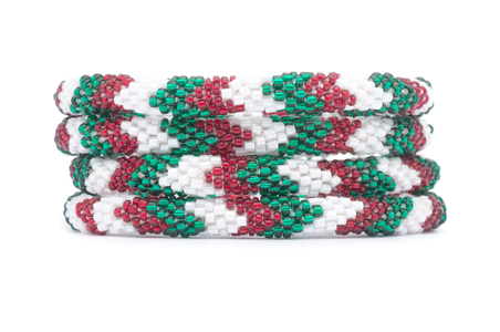 Sashka Co. Extended 8" Bracelet Green / Red / White Christmas Bracelet - Extended 8"