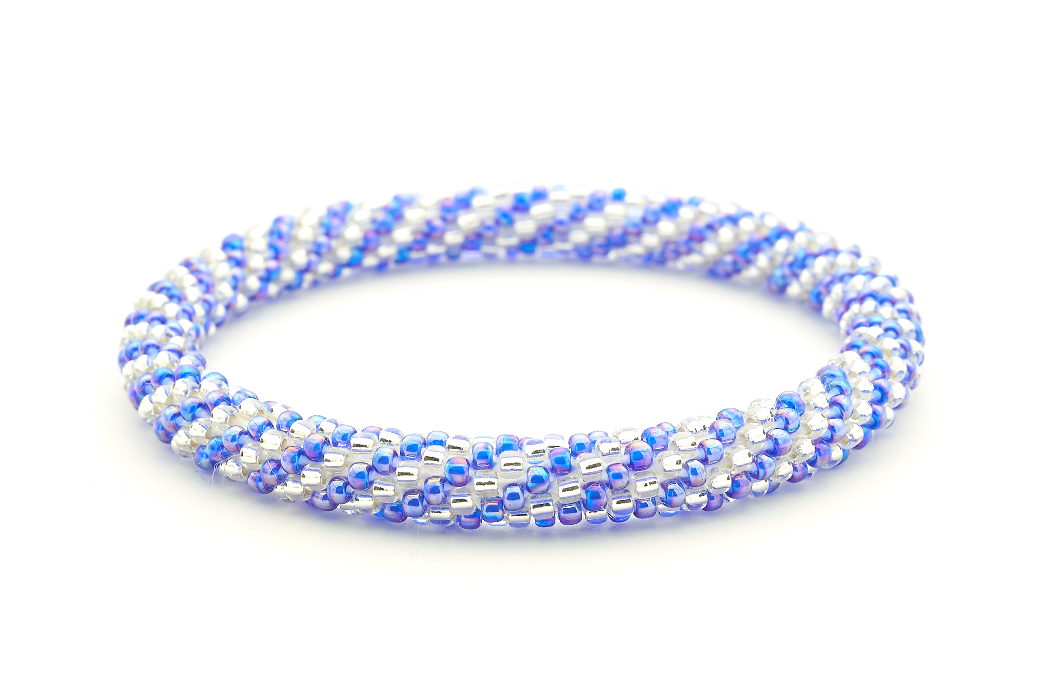 Sashka Co. Extended 8" Bracelet Iridescent Blue / Clear Cosmic Swirl Bracelet - Extended 8"