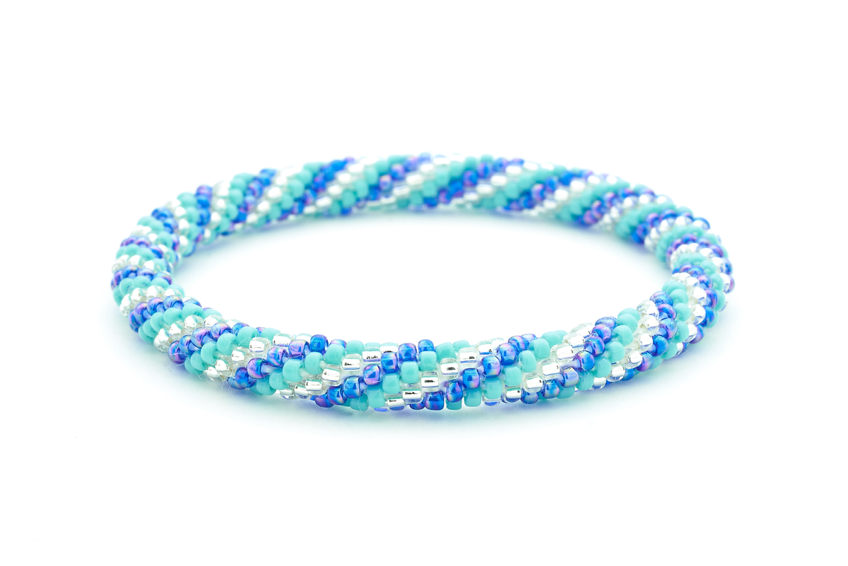 Sashka Co. Extended 8" Bracelet Iridescent Blue / Turquoise / Clear Ocean Current Bracelet - Extended 8"