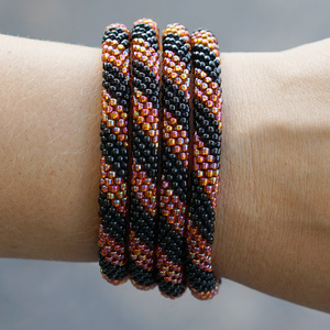 Sashka Co. Extended 8" Bracelet Iridescent Dark Orange / Black Hallows' Eve Bracelet - Extended 8"
