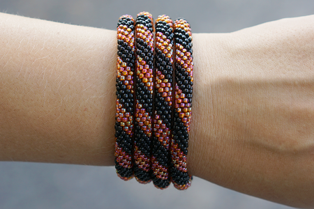 Sashka Co. Extended 8" Bracelet Iridescent Dark Orange / Black Hallows' Eve Bracelet - Extended 8"