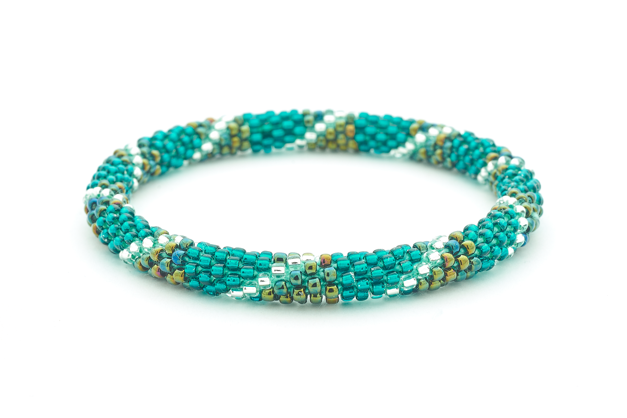 Sashka Co. Extended 8" Bracelet Iridescent Green / Teal / Clear Sea Floor Bracelet - Extended 8"