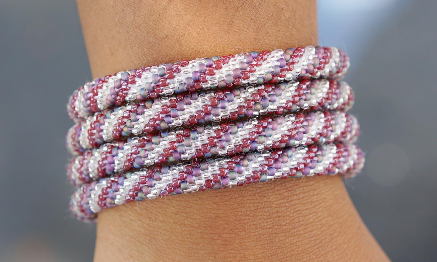 Sashka Co. Extended 8" Bracelet Iridescent Matte Purple / Maroon / Clear Limited Edition Bracelet - Extended 8"