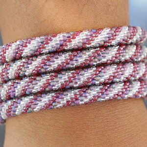 Sashka Co. Extended 8" Bracelet Iridescent Matte Purple / Maroon / Clear Limited Edition Bracelet - Extended 8"