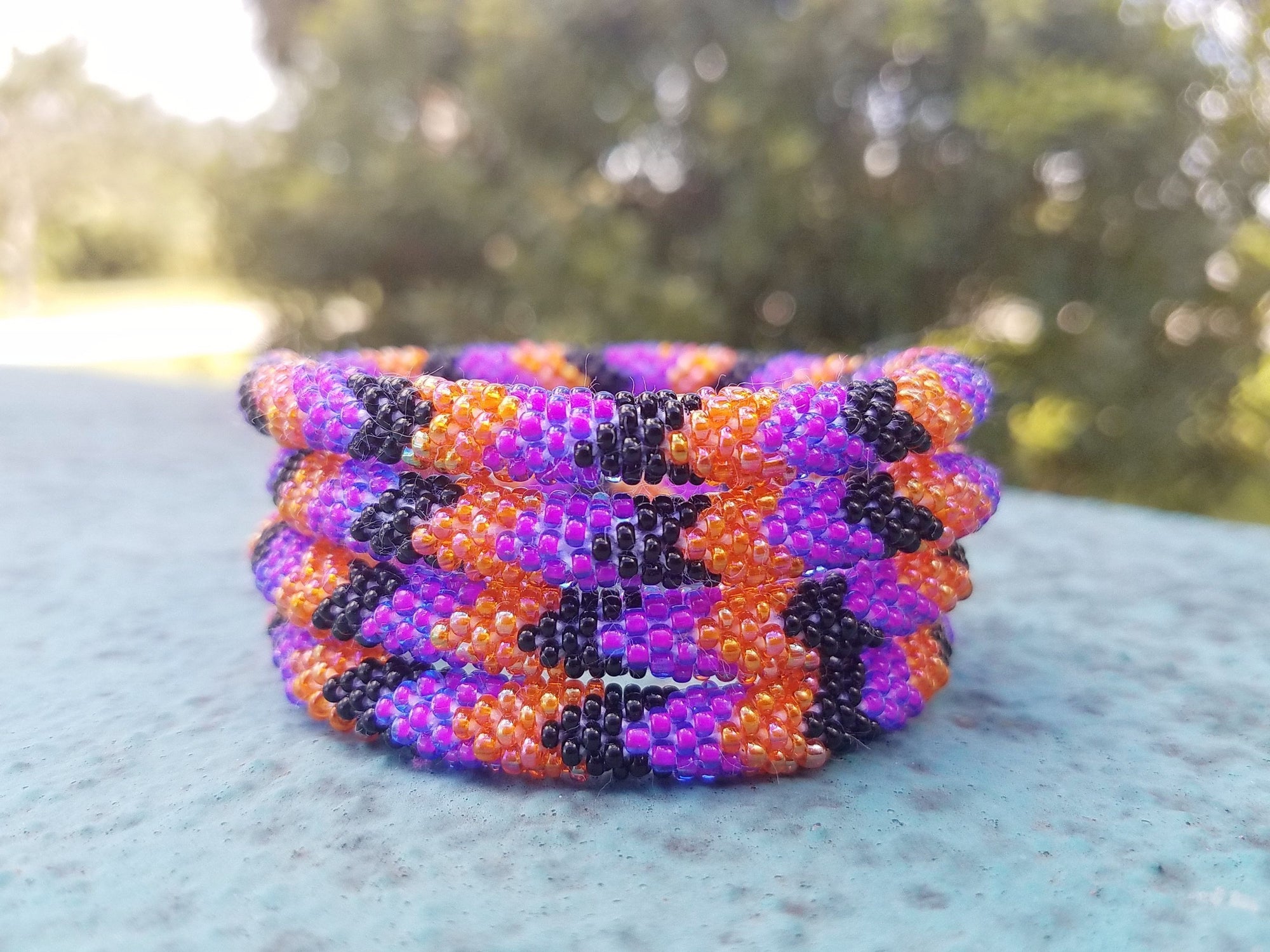 Sashka Co. Extended 8" Bracelet Iridescent Orange/Black/Purple K29 - Extended 8"