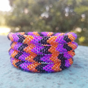 Sashka Co. Extended 8" Bracelet Iridescent Orange/Black/Purple K29 - Extended 8"