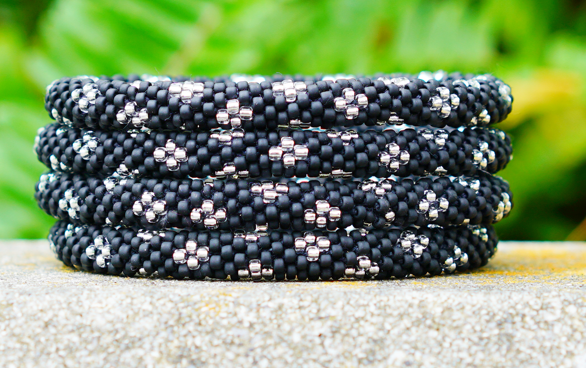 Sashka Co. Extended 8" Bracelet Matte Black / Clear Night Sky Bracelet - Extended 8"