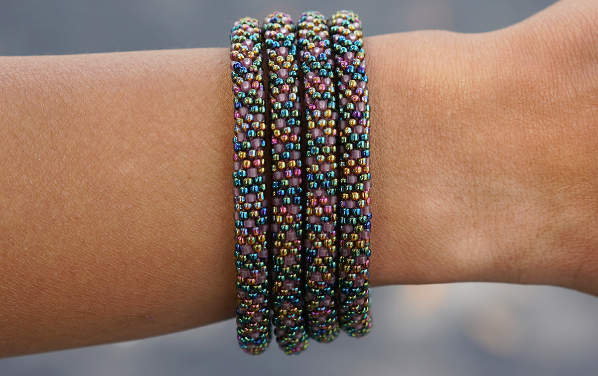 Sashka Co. Extended 8" Bracelet Matte Purple / Mixed Iridescent Color Crush Bracelet - Extended 8"