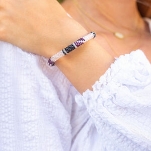 Sashka Co. Extended 8" Bracelet Matte Purple / Rose Gold / Black / Clear Wine Festival Bracelet - Extended 8"