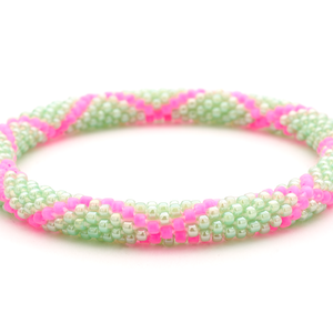 Sashka Co. Extended 8" Bracelet Mint Green / Neon Matte Pink Candied Bracelet - Extended 8"