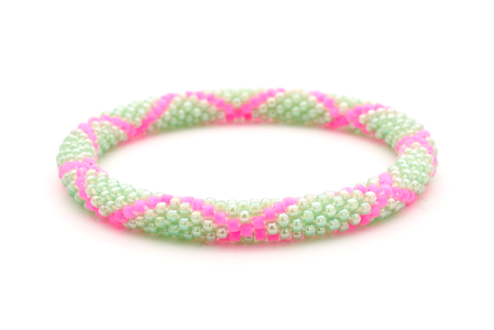 Sashka Co. Extended 8" Bracelet Mint Green / Neon Matte Pink Candied Bracelet - Extended 8"