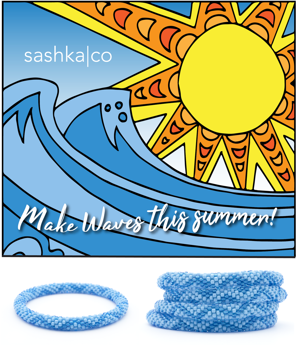 Sashka Co. Extended 8" Bracelet Mixed Blue Waves Bracelet - Extended 8"