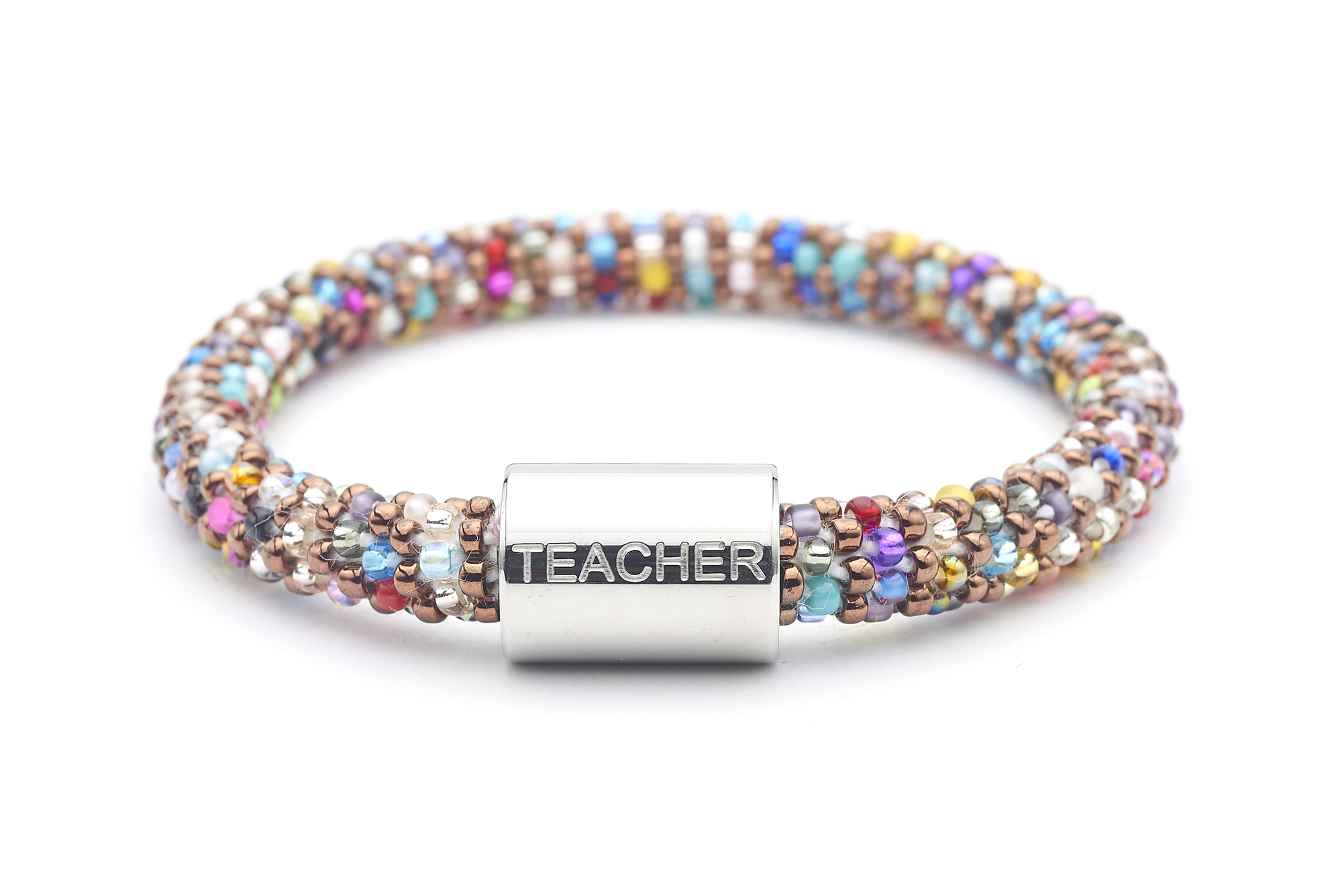 Sashka Co. Extended 8" Bracelet Mixed /w Silver Charm Teacher Charm Bracelet - Extended 8"