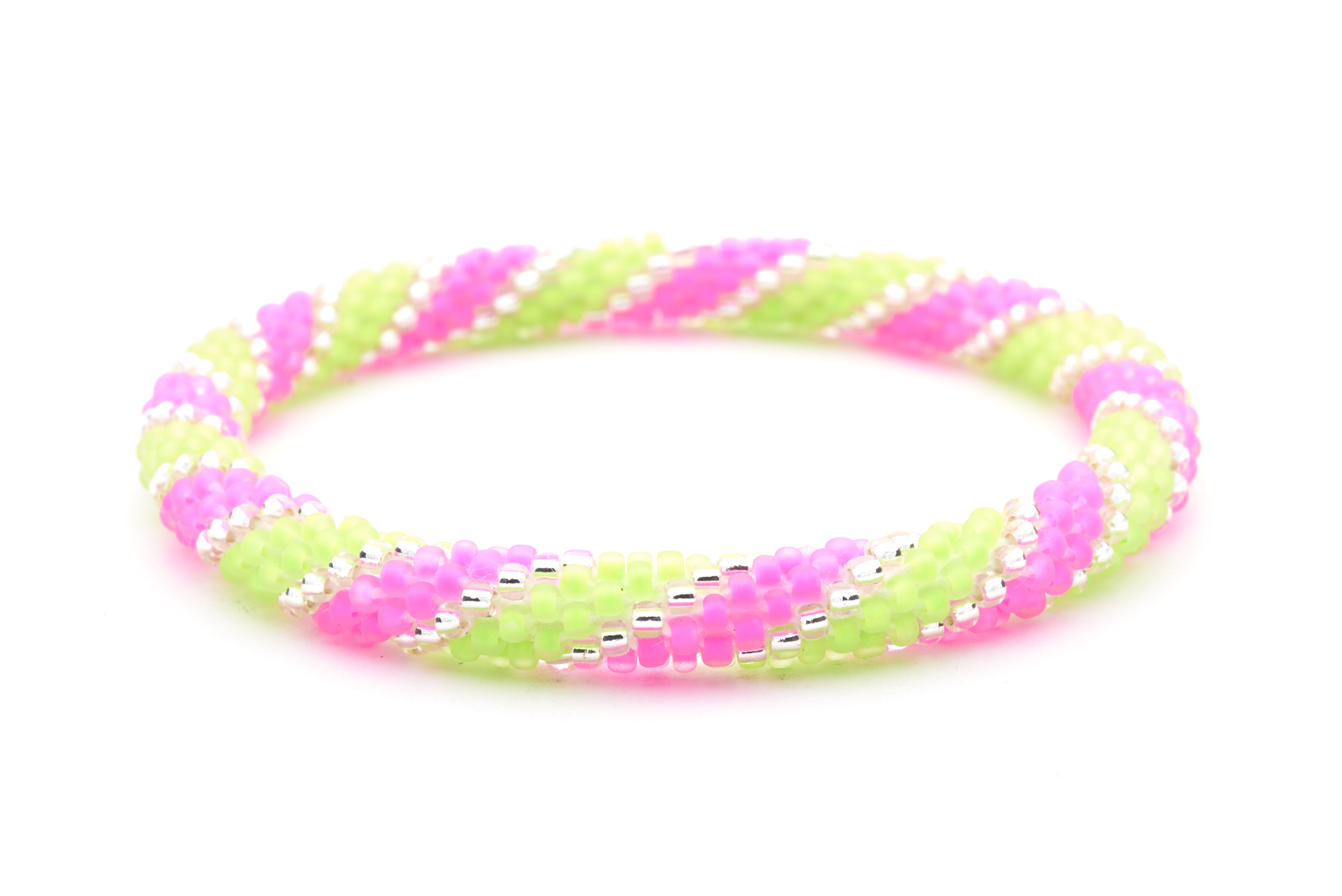 Sashka Co. Extended 8" Bracelet Neon Pink / Neon Green / Clear Neon Swirl Bracelet - Extended 8"